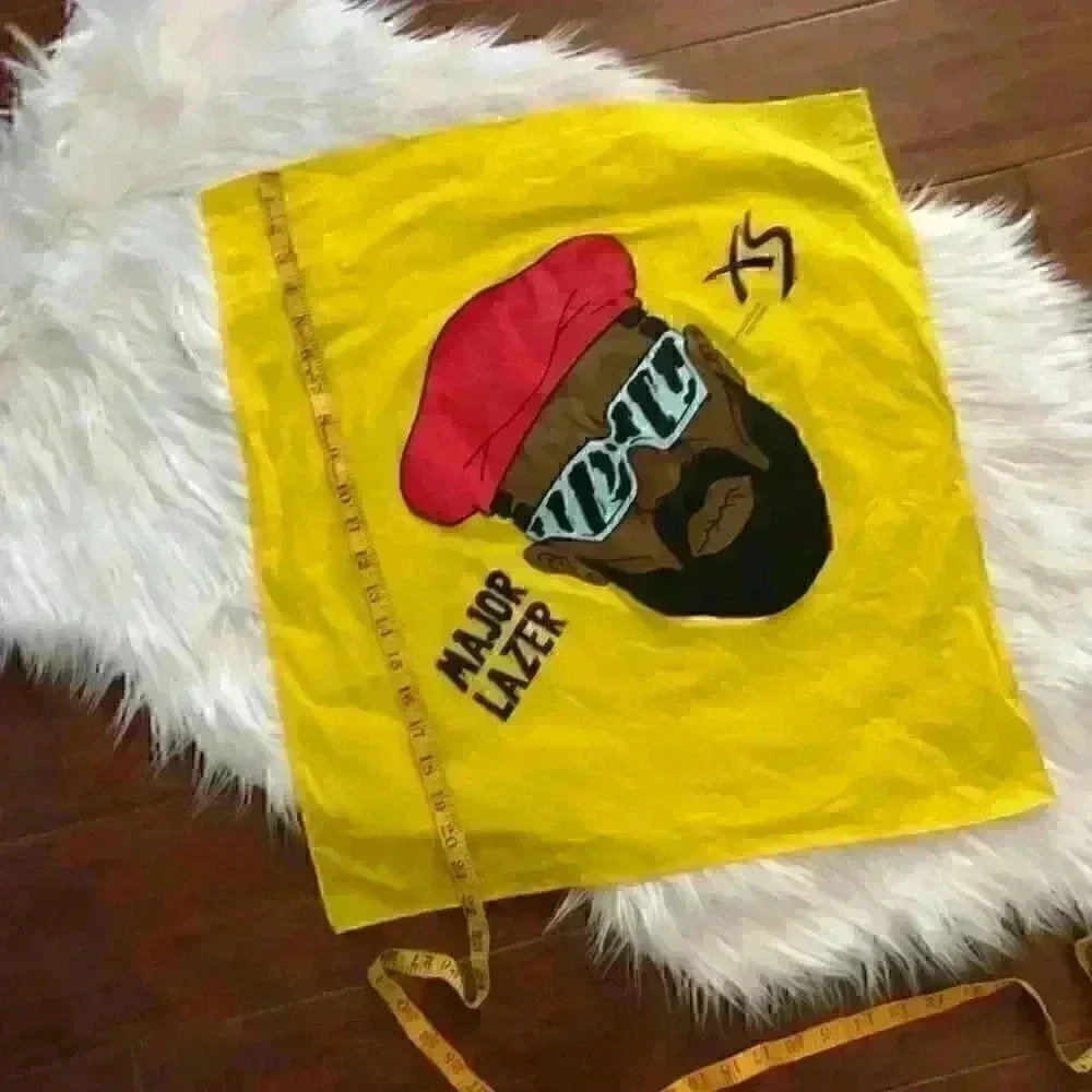 VTG Major Lazer XS night club yellow bandana with man and beret - Picture 5 of 5